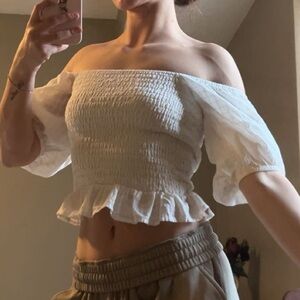 white off the shoulder dress top